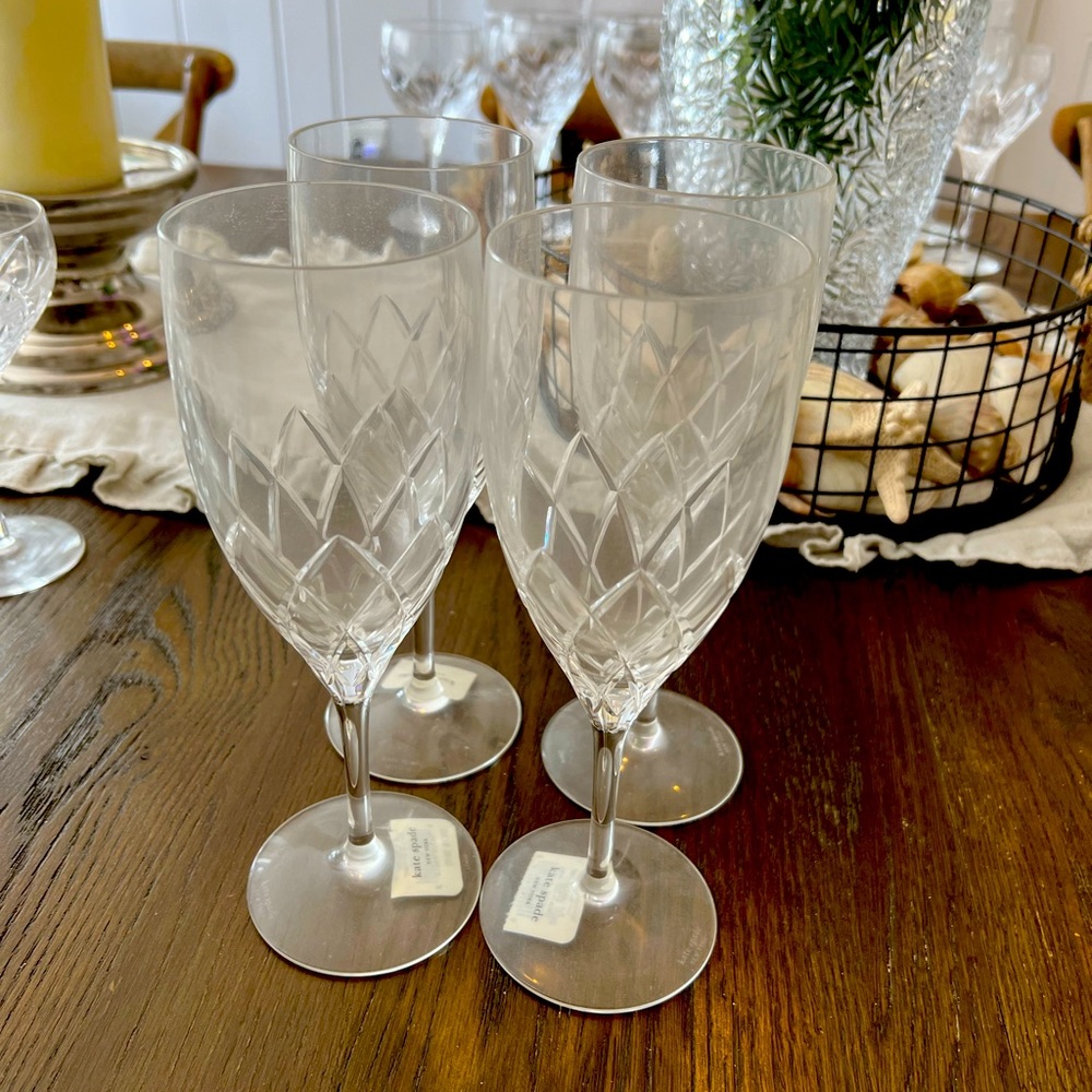 Set of 4 Kate Spade crystal water glasses